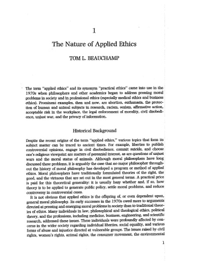 The Nature of Applied Ethics