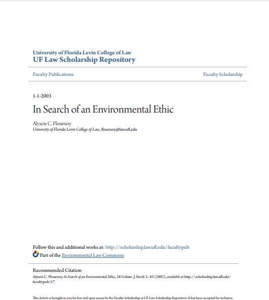 In Search of an Environmental Ethic