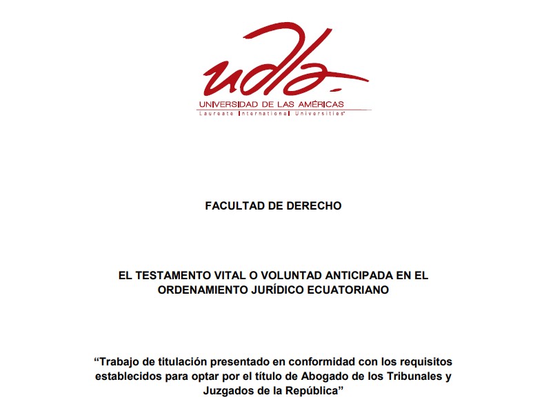 Testamento vital o voluntad anticipada en el ordenamiento jurídico ecuatoriano